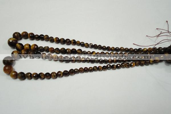 CRO710 15.5 inches 6mm – 14mm faceted round yellow tiger eye beads