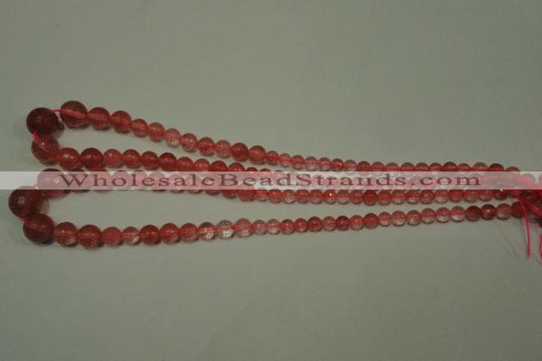 CRO745 15.5 inches 6mm – 14mm faceted round cherry quartz beads