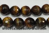 CRO784 15.5 inches 12mm faceted round yellow tiger eye beads wholesale