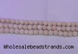 CRO790 15.5 inches 4mm round matte rice white fossil beads