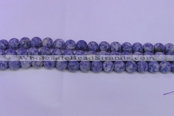 CRO852 15.5 inches 8mm round matte blue spot beads