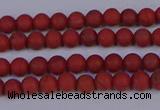 CRO940 15.5 inches 4mm round matte red jasper beads wholesale