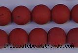 CRO945 15.5 inches 14mm round matte red jasper beads wholesale