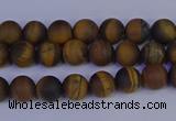 CRO960 15.5 inches 4mm round matte yellow tiger eye beads wholesale