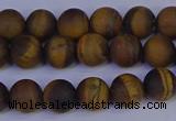 CRO962 15.5 inches 8mm round matte yellow tiger eye beads wholesale