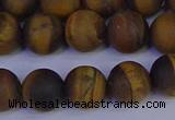 CRO964 15.5 inches 12mm round matte yellow tiger eye beads wholesale