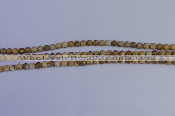 CRO970 15.5 inches 4mm round matte picture jasper beads wholesale