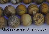 CRO973 15.5 inches 10mm round matte picture jasper beads wholesale