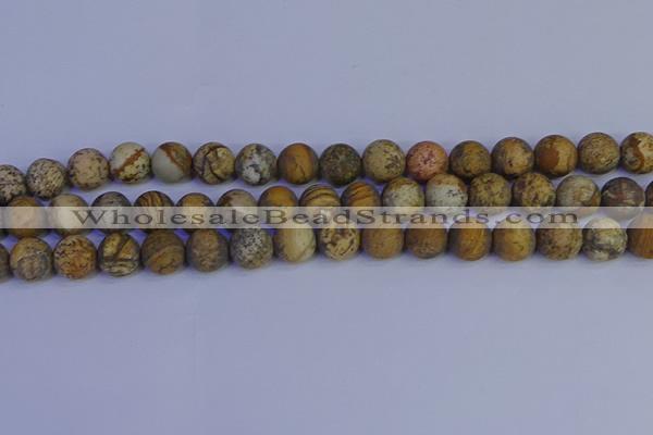 CRO973 15.5 inches 10mm round matte picture jasper beads wholesale