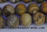 CRO974 15.5 inches 12mm round matte picture jasper beads wholesale