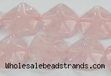 CRQ104 15.5 inches 20*20mm lotus shaped natural rose quartz beads