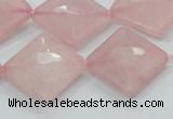 CRQ107 15.5 inches 20*20mm faceted diamond natural rose quartz beads