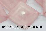 CRQ108 15.5 inches 30*30mm faceted diamond natural rose quartz beads