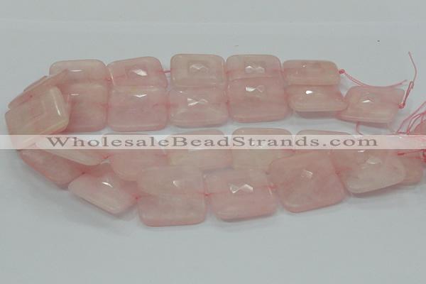 CRQ110 15.5 inches 30*30mm faceted square natural rose quartz beads