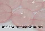 CRQ111 15.5 inches 30mm faceted coin natural rose quartz beads