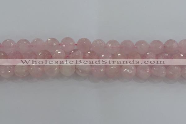 CRQ132 15.5 inches 12mm faceted round natural rose quartz beads