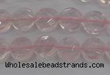 CRQ136 15.5 inches 8mm faceted coin natural rose quartz beads