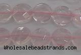 CRQ137 15.5 inches 10mm faceted coin natural rose quartz beads