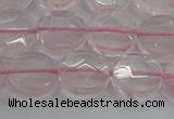 CRQ138 15.5 inches 12mm faceted coin natural rose quartz beads