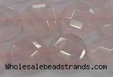 CRQ139 15.5 inches 15mm faceted coin natural rose quartz beads