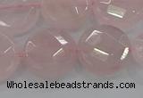 CRQ140 15.5 inches 18mm faceted coin natural rose quartz beads