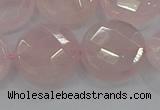 CRQ141 15.5 inches 20mm faceted coin natural rose quartz beads