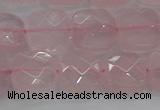 CRQ155 15.5 inches 12mm faceted square natural rose quartz beads