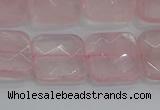 CRQ156 15.5 inches 15mm faceted square natural rose quartz beads