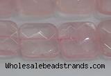 CRQ157 15.5 inches 18mm faceted square natural rose quartz beads