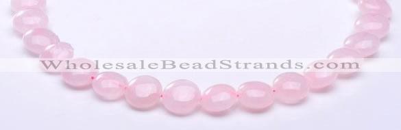 CRQ18 8*14mm flat round natural rose quartz beads wholesale