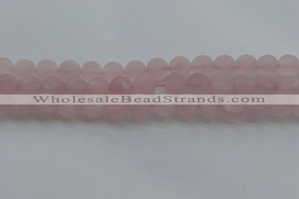 CRQ184 15.5 inches 12mm round matte rose quartz beads wholesale