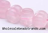 CRQ19 12*12mm dumbbell-shaped natural rose quartz bead Wholesale