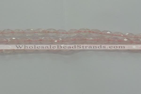 CRQ192 15.5 inches 8*12mm faceted rice natural rose quartz beads