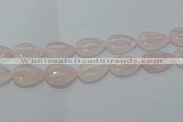 CRQ241 15.5 inches 18*25mm flat teardrop rose quartz beads