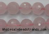 CRQ268 15.5 inches 14mm faceted round rose quartz beads