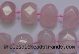 CRQ274 10*13mm – 15*17mm faceted nuggets rose quartz beads