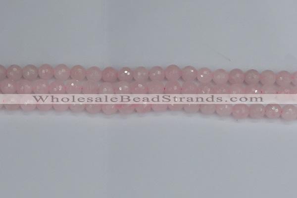 CRQ282 15.5 inches 8mm faceted round rose quartz beads wholesale