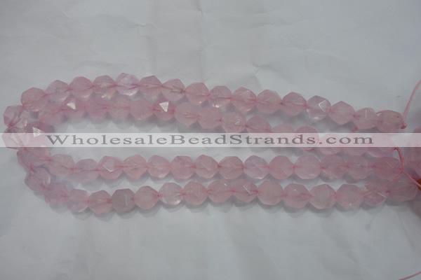 CRQ303 15 inches 12mm faceted nuggets rose quartz beads