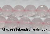 CRQ33 15.5 inches 14mm faceted round natural rose quartz beads