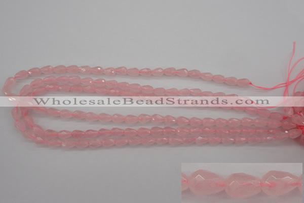 CRQ355 15.5 inches 6*9mm faceted teardrop rose quartz beads