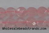 CRQ360 15.5 inches 8mm faceted coin rose quartz beads wholesale