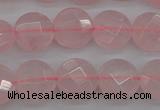 CRQ361 15.5 inches 10mm faceted coin rose quartz beads wholesale