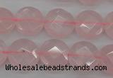 CRQ362 15.5 inches 15mm faceted coin rose quartz beads wholesale