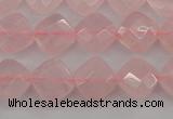 CRQ368 15.5 inches 8*8mm faceted diamond rose quartz beads