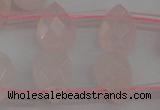 CRQ378 15.5 inches 8*12mm faceted briolette rose quartz beads