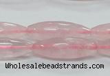 CRQ40 15.5 inches 10*30mm faceted rice natural rose quartz beads