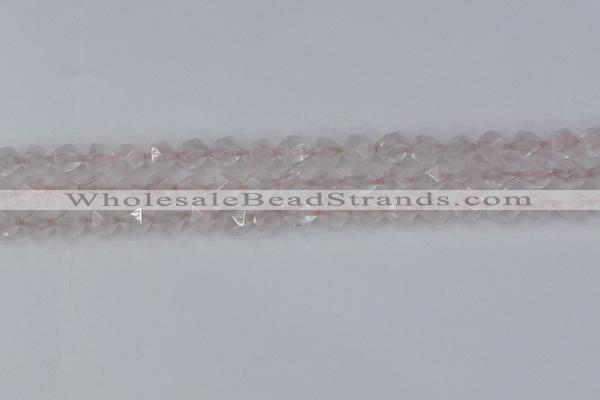 CRQ401 15.5 inches 6mm faceted nuggets rose quartz beads