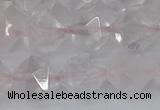 CRQ403 15.5 inches 10mm faceted nuggets rose quartz beads