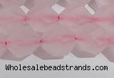 CRQ409 15.5 inches 12mm faceted nuggets matte rose quartz beads