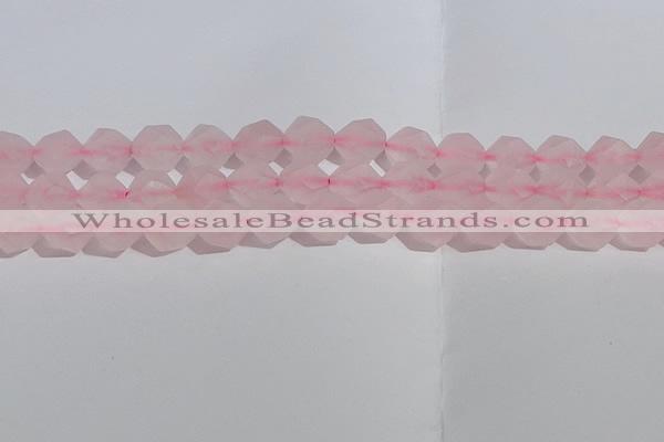 CRQ409 15.5 inches 12mm faceted nuggets matte rose quartz beads